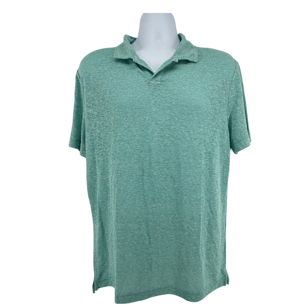Banana Republic Polo Shirt Linen Blend Coastal NWT Mens Size M Green Heathered